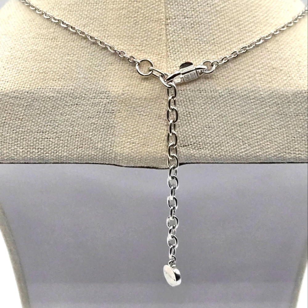 GIVENCHY Vintage Silver Tone Necklace Pink Crystal Pendant - Picture 7 of 8